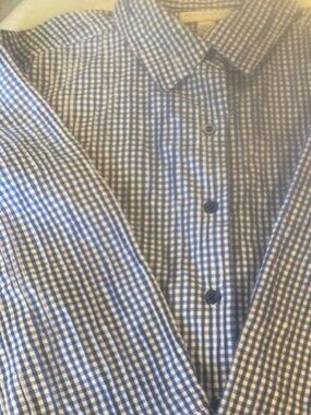 Appleseeds Blue and White Seersucker Shirt, 3/4 Sleeves, LP